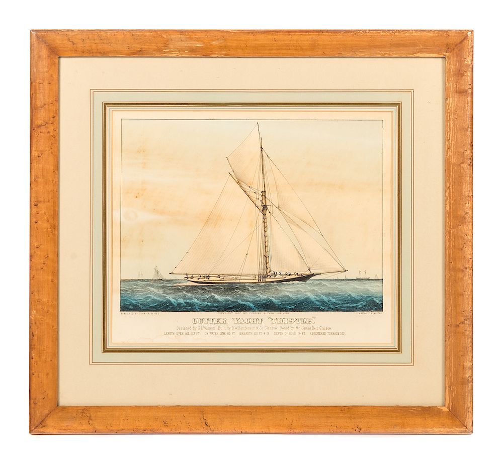 Appraisal: Courier Ives Yacht Lithographs Good condition with no damage or