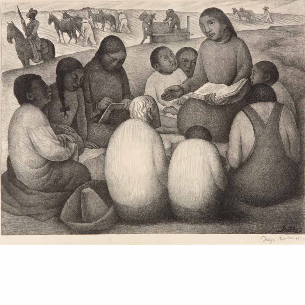 Appraisal: Diego Rivera - OPEN AIR SCHOOL Lithograph signed and dated