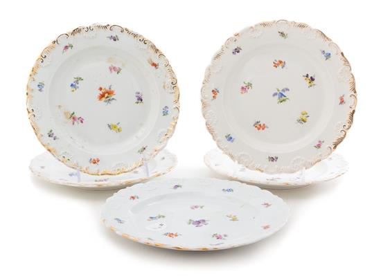 Appraisal: Sale Lot Five Meissen Porcelain Plates each depicting various floral