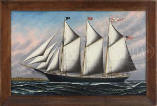 Appraisal: SOLON FRANCIS MONTECELLO BADGER American - PORTRAIT OF THE SCHOONER