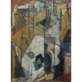 Appraisal: attributed to Emil Filla Czech - oil on card Cubist