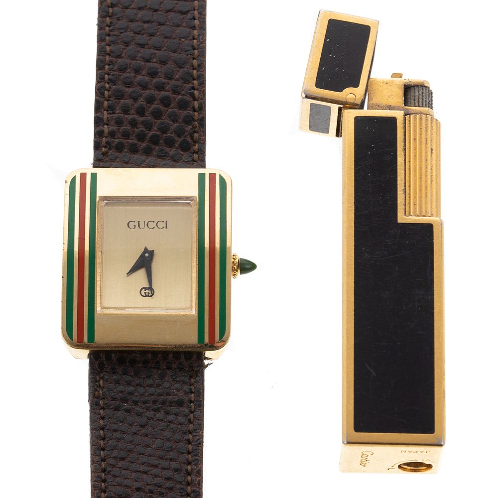 Appraisal: A Gucci Watch with Cartier Lighter in Box Gucci watch