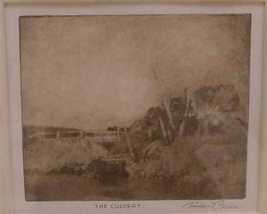 Appraisal: VINCENT BROWN - The Culvert aquatint x cm