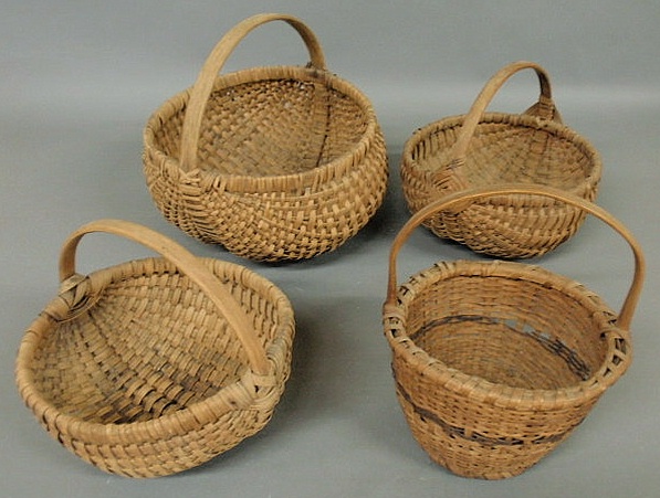 Appraisal: Three splintwood buttocks baskets largest h x w and another