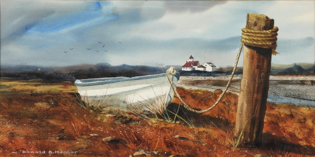 Appraisal: DONALD A MOSHER BEACH SIDE LANDSCAPE WC PAINTING Massachusetts -