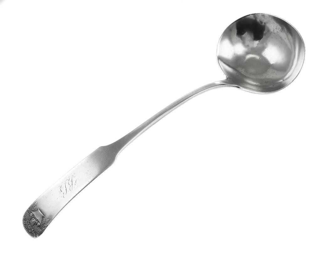 Appraisal: Circa s Southern coin silver ladle or scoop by Louisiana