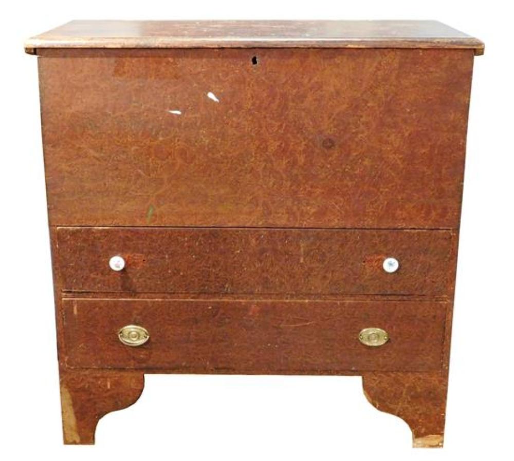 Appraisal: New England lift top blanket chest with two drawers early