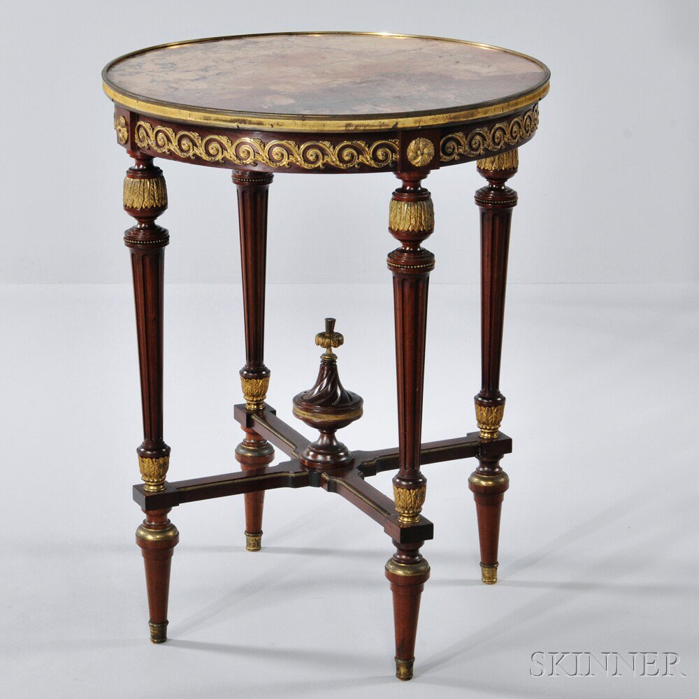 Appraisal: Louis XVI-style Marble-top Gueridon late th early th century brocatelle