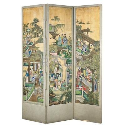 Appraisal: ASIAN SCREEN Three wallpapered panels th c x Condition Report