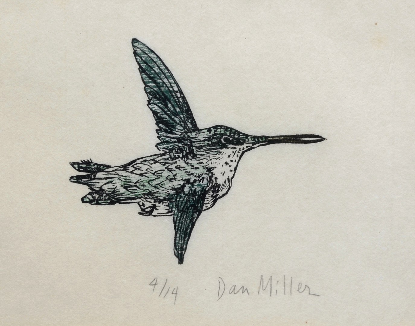 Appraisal: Dan Miller American PA th Century woodblock Hummingbird pencil signed