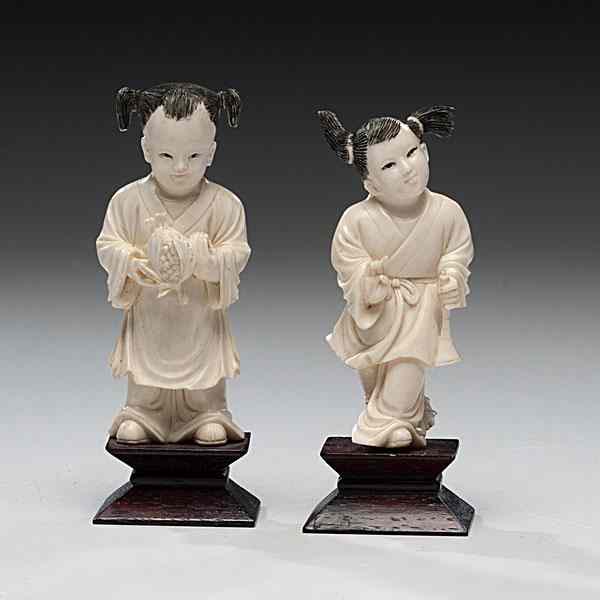 Appraisal: Chinese Cultural Revolution Carved Ivory Children Chinese th century A