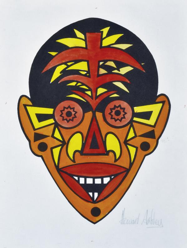 Appraisal: HOWARD ARKLEY - Zappo Head hand-coloured texta screenprint HOWARD ARKLEY