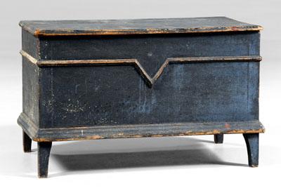 Appraisal: Blue-painted pine blanket chest hinged lid open interior with lidded