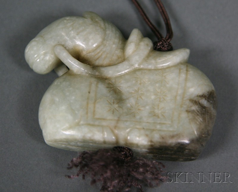 Appraisal: Jade Horse China th century gray-green color lg in