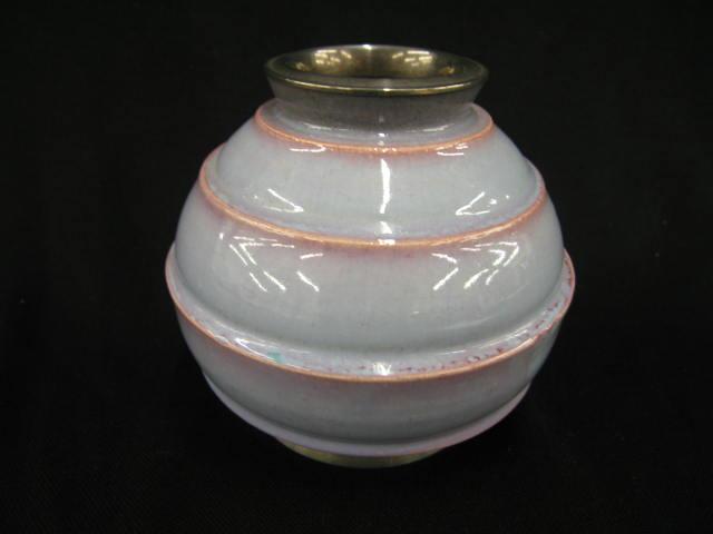 Appraisal: French Art Pottery Sterling Silver Vase Art Moderne design signed