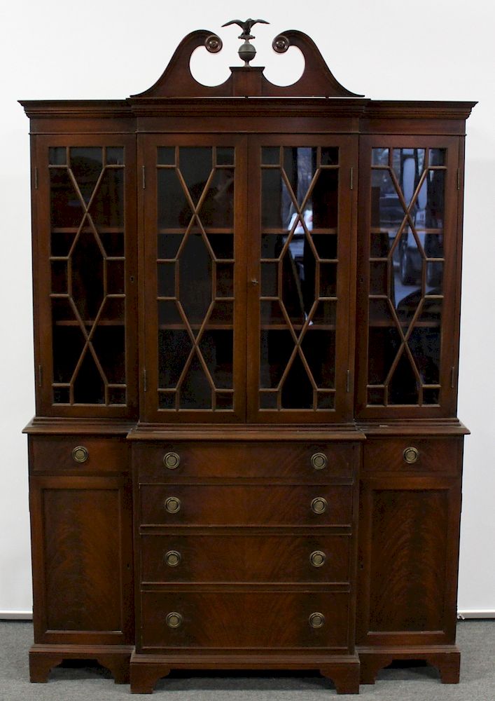 Appraisal: KITTINGER Signed Mahogany Cabinets One a nice china cabinet with