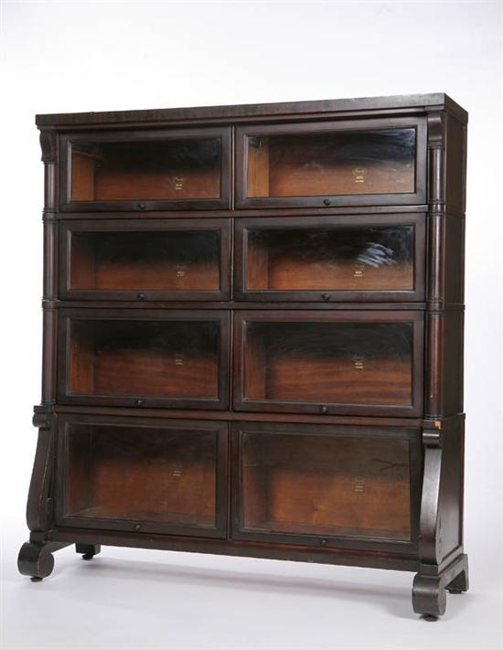 Appraisal: STACKED BOOKCASE Four section Empire style bookcase having two glazed