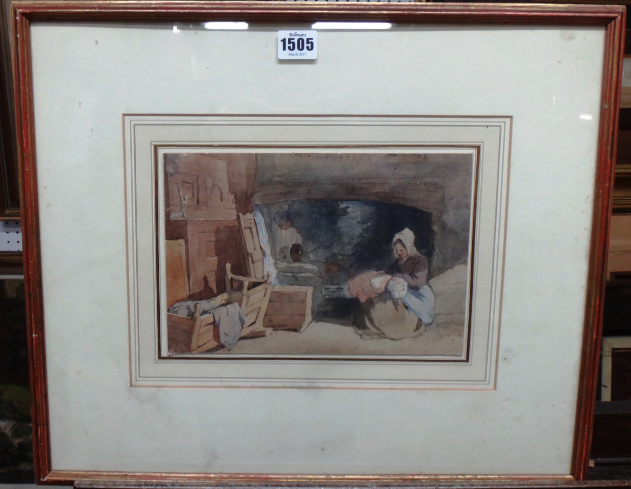 Appraisal: Attributed to William James Muller - Peasant in a cottage