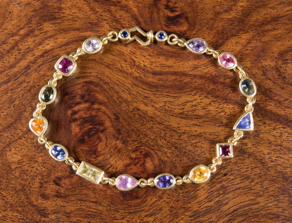 Appraisal: RUBY AND MULTI COLOR SAPPHIRE BRACELET The - k yellow