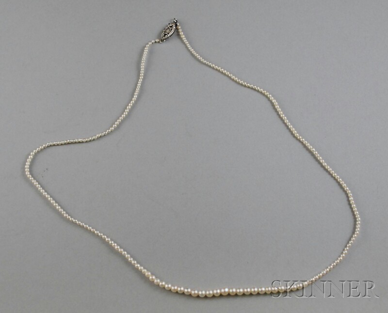 Appraisal: Natural Pearl Necklace with kt white gold clasp pearls dia