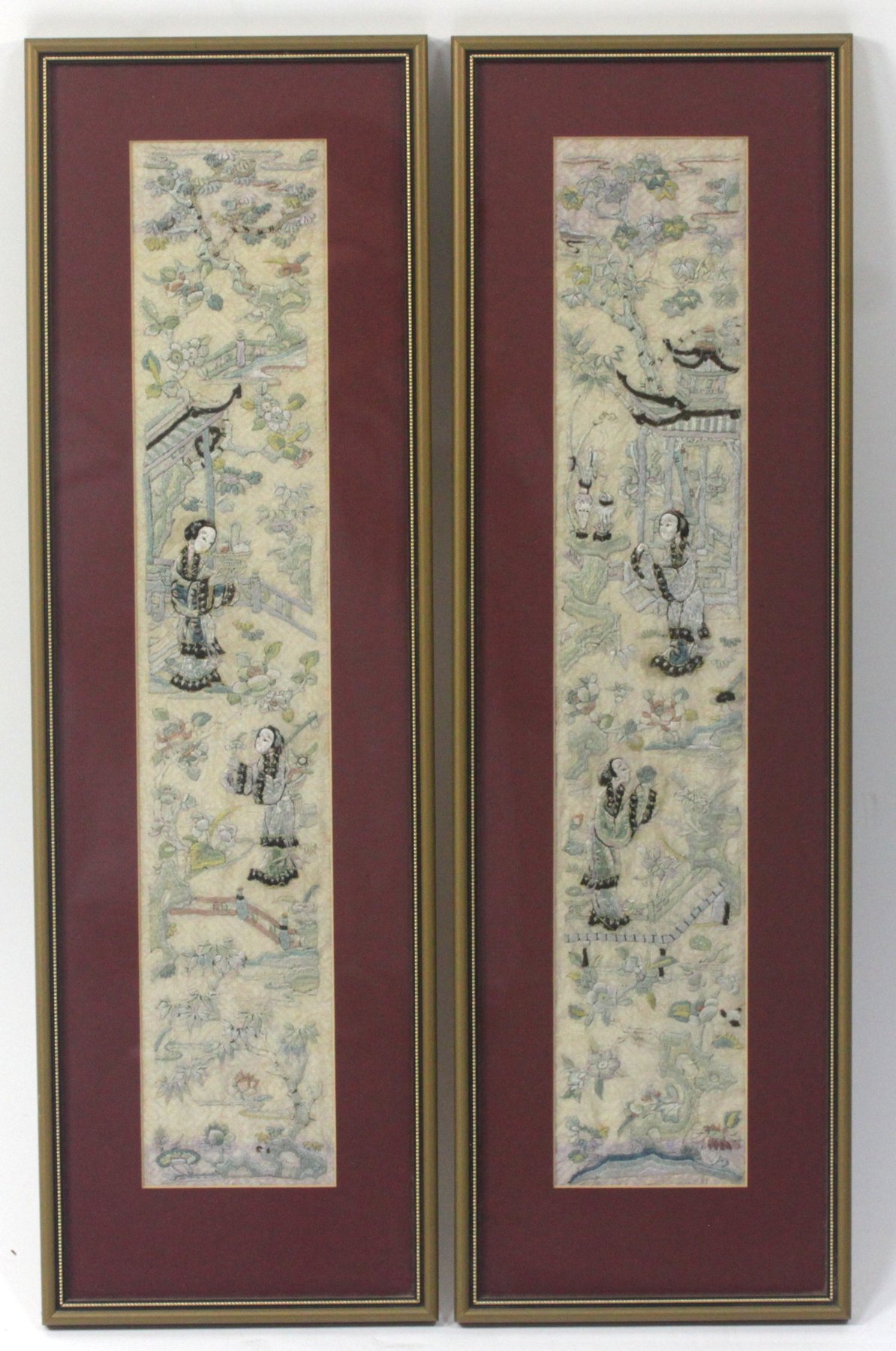 Appraisal: A pair of Chinese embroidery cuffs framed