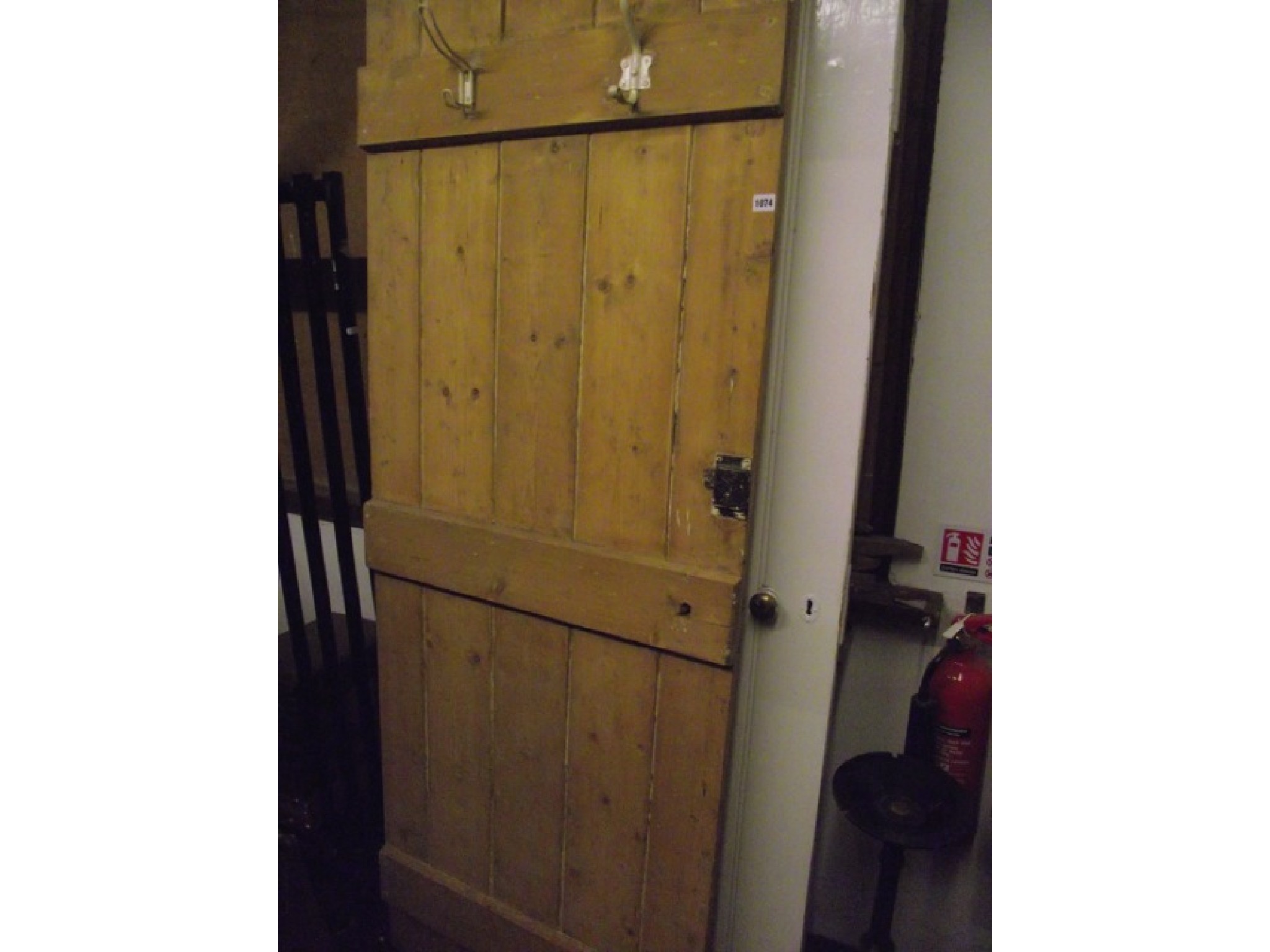 Appraisal: Four matching reclaimed pine ledge braced internal doors painted