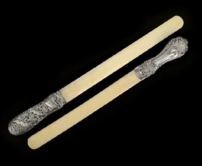 Appraisal: Two Edwardian Sterling Silver and Ivory Paper Knives hallmarked Birmingham