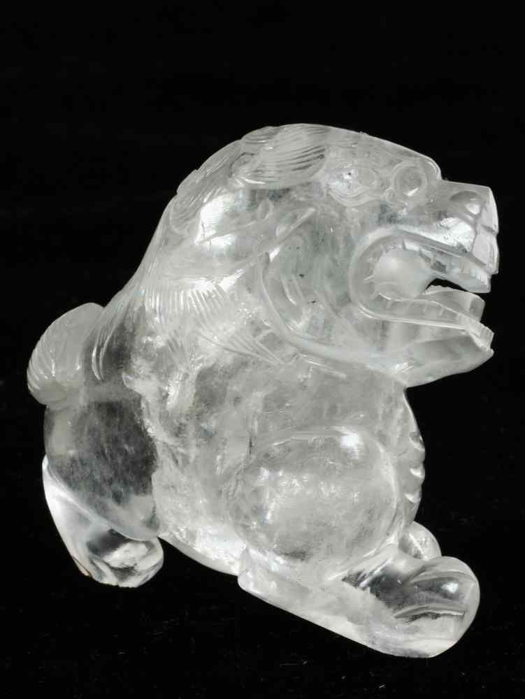 Appraisal: ROCK CRYSTAL CARVING - Chinese Seated Foo dog turned head