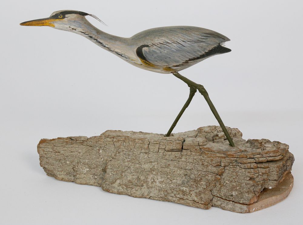 Appraisal: Pat Gardner Nantucket Miniature Wood Carving of a Heron Pat