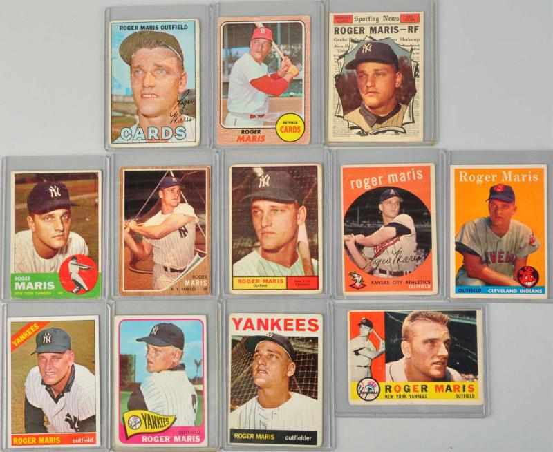 Appraisal: Lot of Topps Roger Maris Baseball Cards Description Includes Rookie