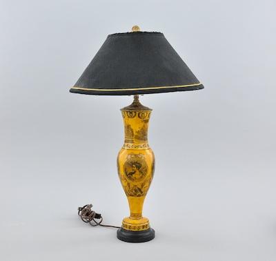 Appraisal: A Fine Antique Decal Lamp Fashioned in a tapering baluster