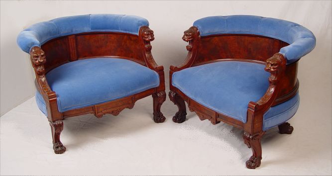 Appraisal: PR FINE RJ HORNER RENAISSANCE REVIVAL LIONS HEAD CHAIRS Attributed