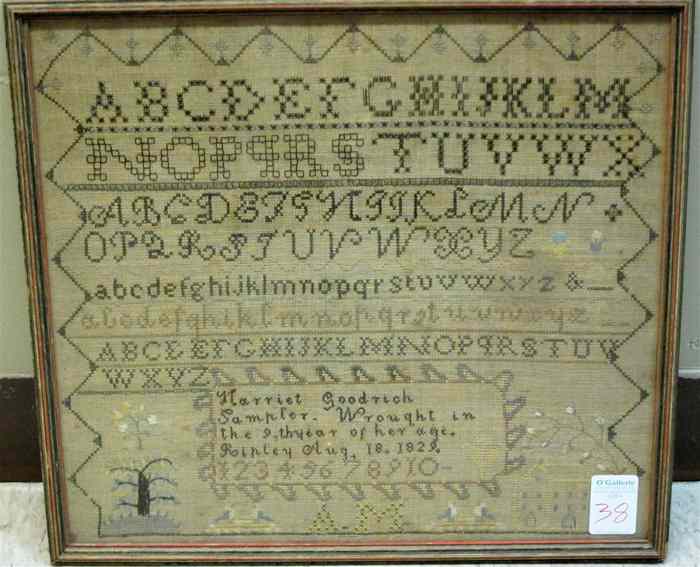 Appraisal: EARLY AMERICAN SAMPLER made in by Harriet Goodrich of Ripley