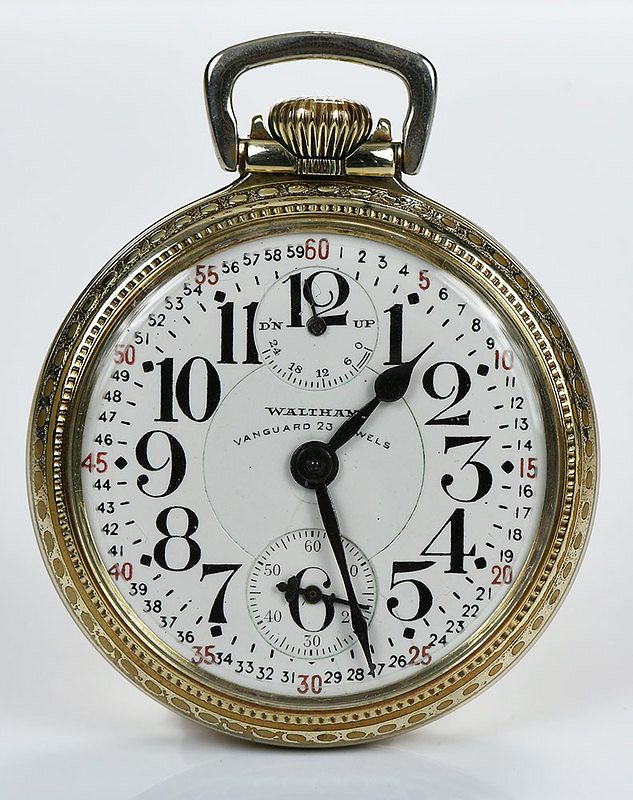 Appraisal: Waltham Vanguard Pocket Watch mm case black and red Arabic