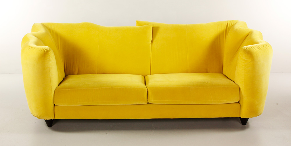 Appraisal: - Modern Sofa Modern sofa with yellow upholstery h x