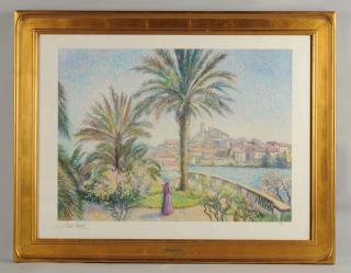 Appraisal: Pissarro Palm Tree Scene This lot consists of a print