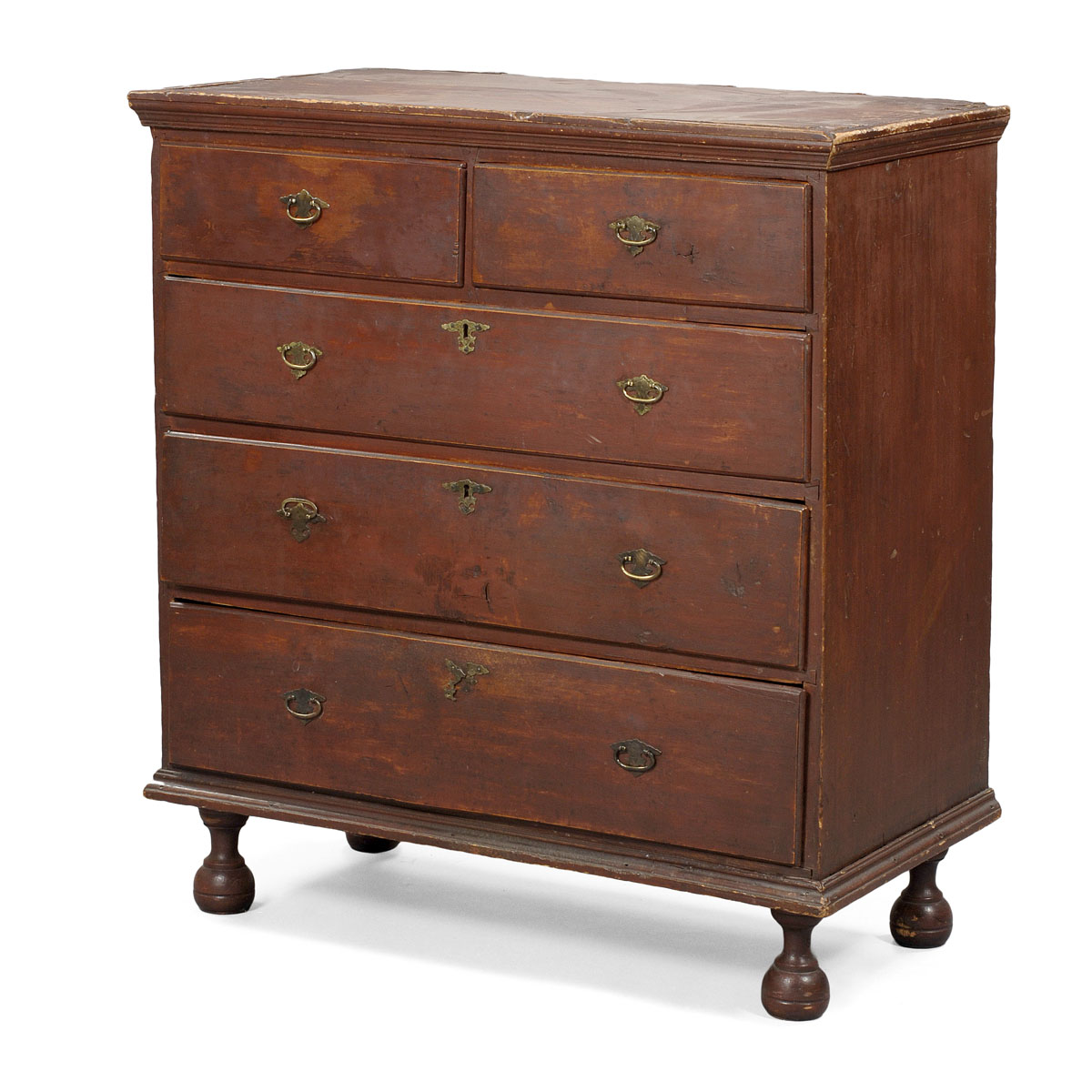 Appraisal: PILGRIM CENTURY RED PAINTED CHEST OF DRAWERS The rectangular top