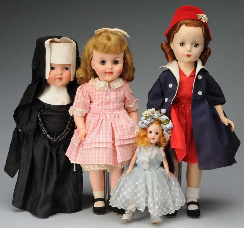 Appraisal: Lot of American Dolls Description Ca - Composition nun with