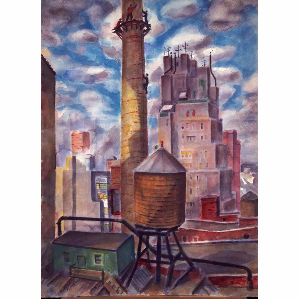 Appraisal: Bertram Hartman American - Painting of Chimney No Signed Bertram