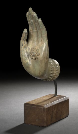 Appraisal: Thai Patinated Bronze Buddha's Hand first half th century the