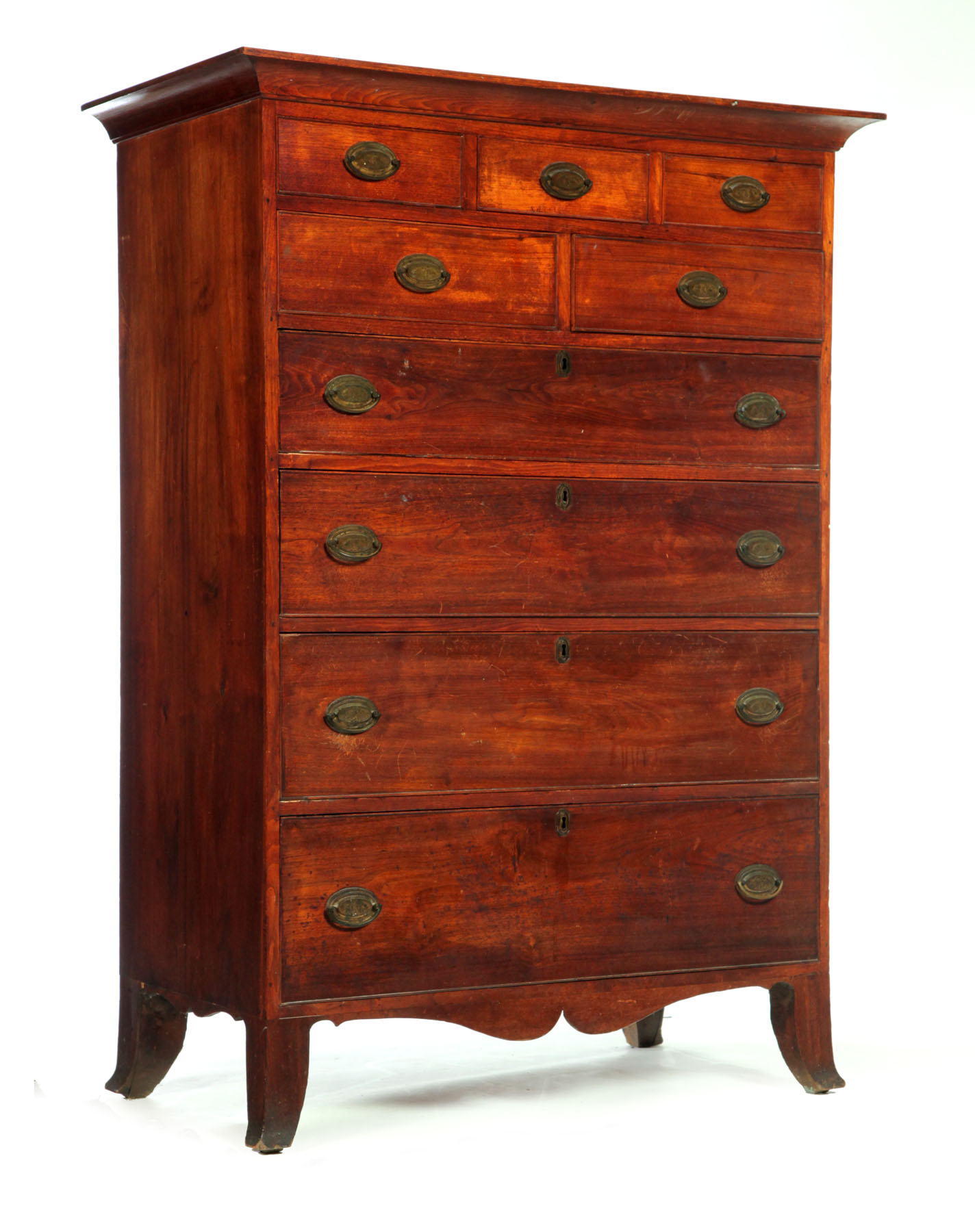 Appraisal: HEPPLEWHITE TALL CHEST OF DRAWERS Pennsylvania early th century walnut