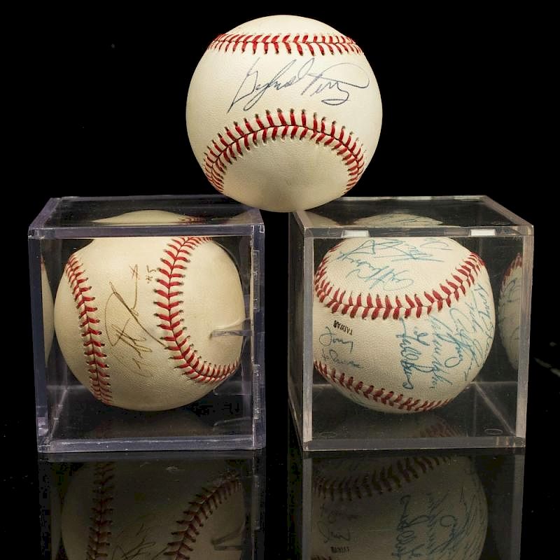 Appraisal: Three Signed Baseballs Oakland A's Team Ball Gaylord Perry Three