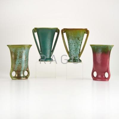 Appraisal: FULPER Four two-handled vases Flemington NJ ca - Glazed earthenware