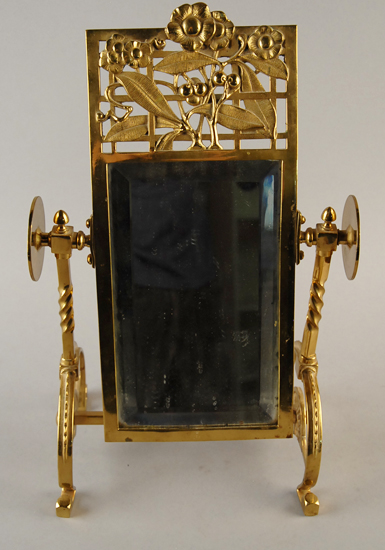 Appraisal: A Miniature Brass Cheval Mirror in an Art Nouveau style