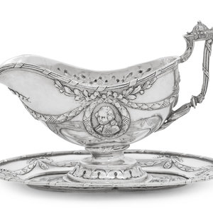 Appraisal: A French Silver Sauce Boat on Fixed Stand hallmarked illegibly