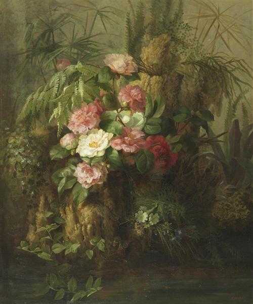 Appraisal: HEGG THERESA MARIA Freiburg Still life with flowers Oil on