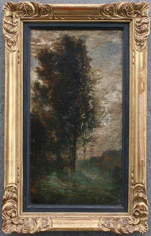 Appraisal: BARBIZON PAINTING AFTER COROT Landscape OIL Wood Panel '' x