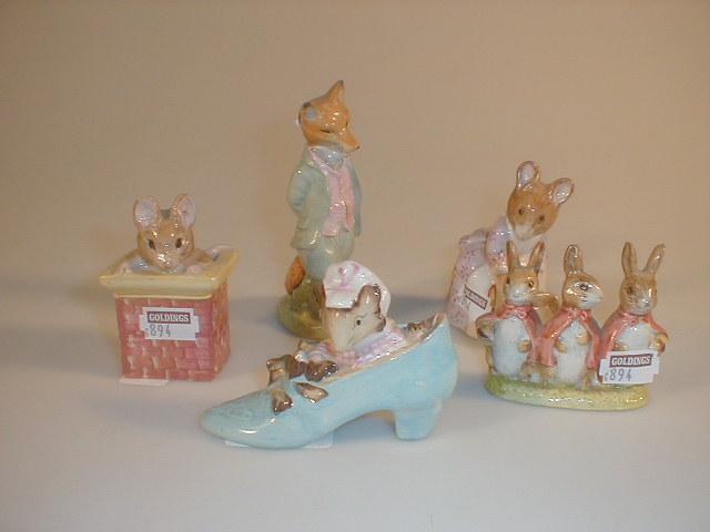 Appraisal: Beswick Beatrix Potter Flopsy Mopsy and Cottontail Hunca Munca Sweeping