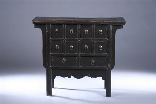 Appraisal: SMALL CHINESE ELM WOOD MEDICINE CABINET Qing Dynasty circa Shanxi