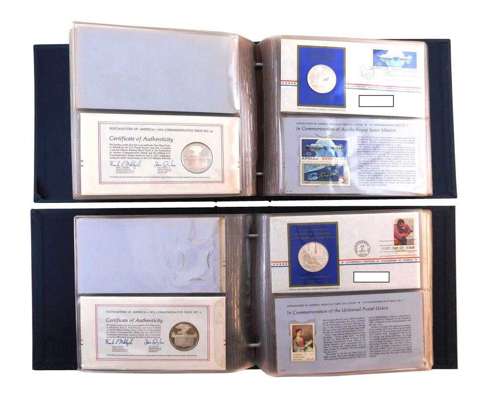 Appraisal: STERLING Franklin Mint Postmasters of America Medallic First Day Covers